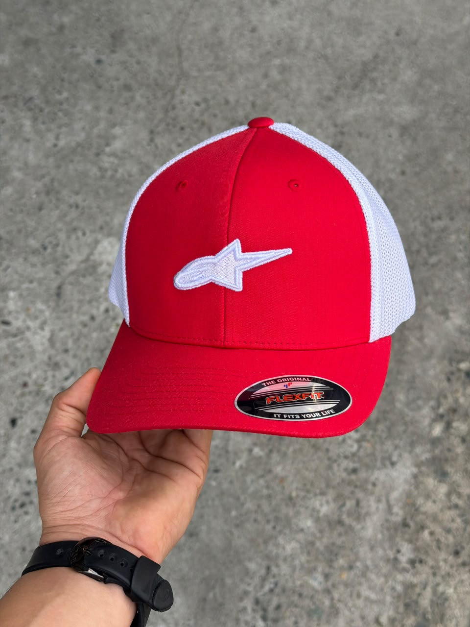 Gorra Alpinestars — Rojo / Blanco — Logo blanco
