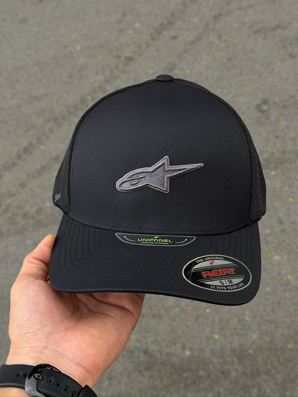Gorra Alpinestars Flexflit negra logo gris