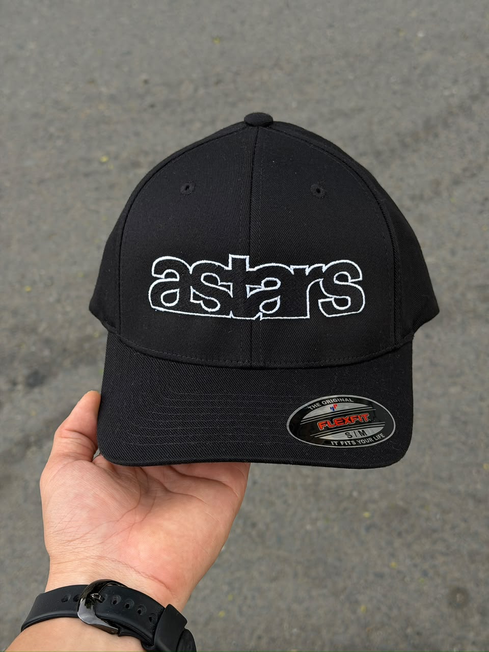 Gorra Alpinestars Flexflit negra logo negro