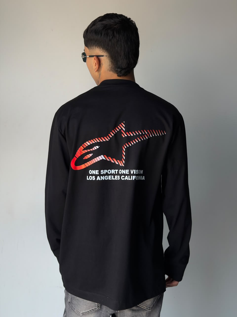 BUZO MANGA LARGA ALPINESTARS NEGRO LOGO ROJO