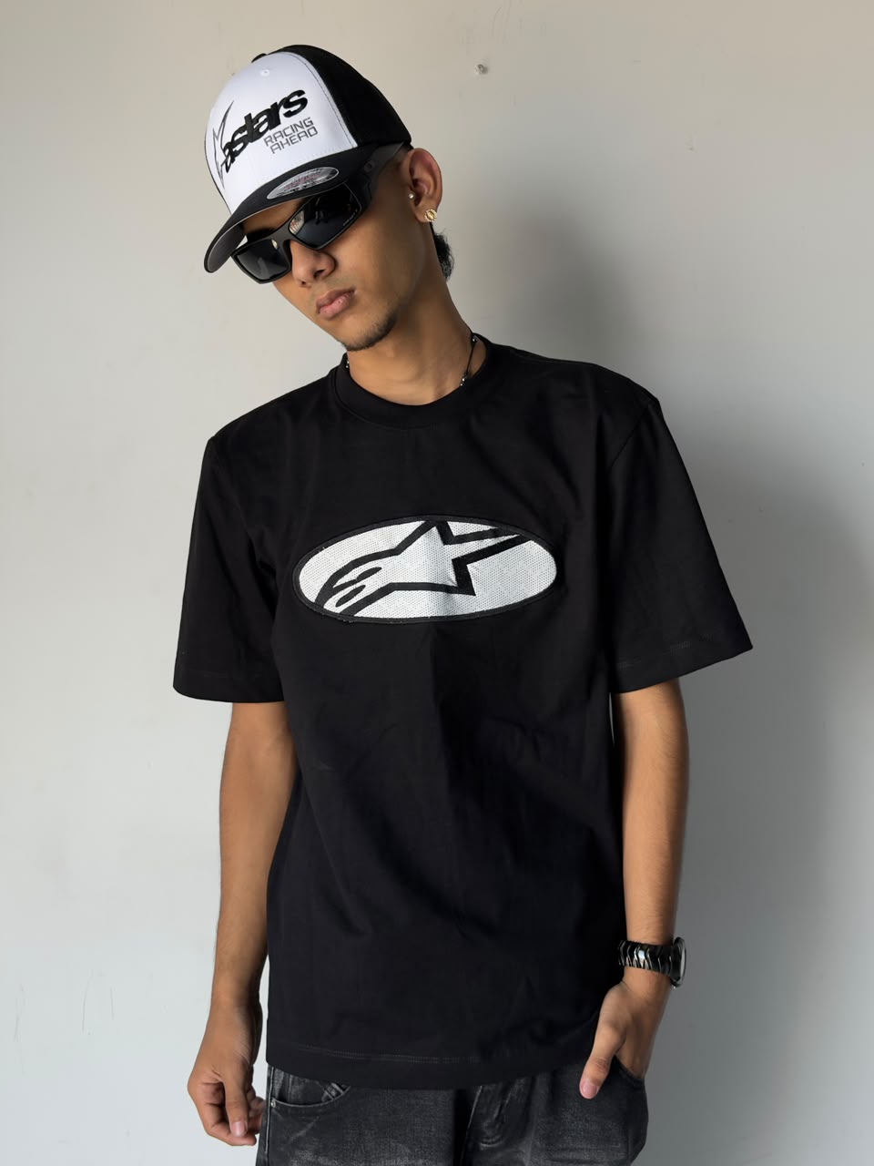 CAMISETA ALPINESTARS NEGRO LOGO BLANCO