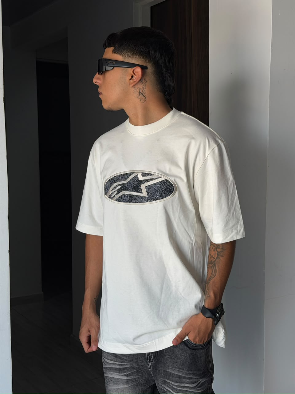 CAMISETA ALPINESTARS BLANCO LOGO NEGRO