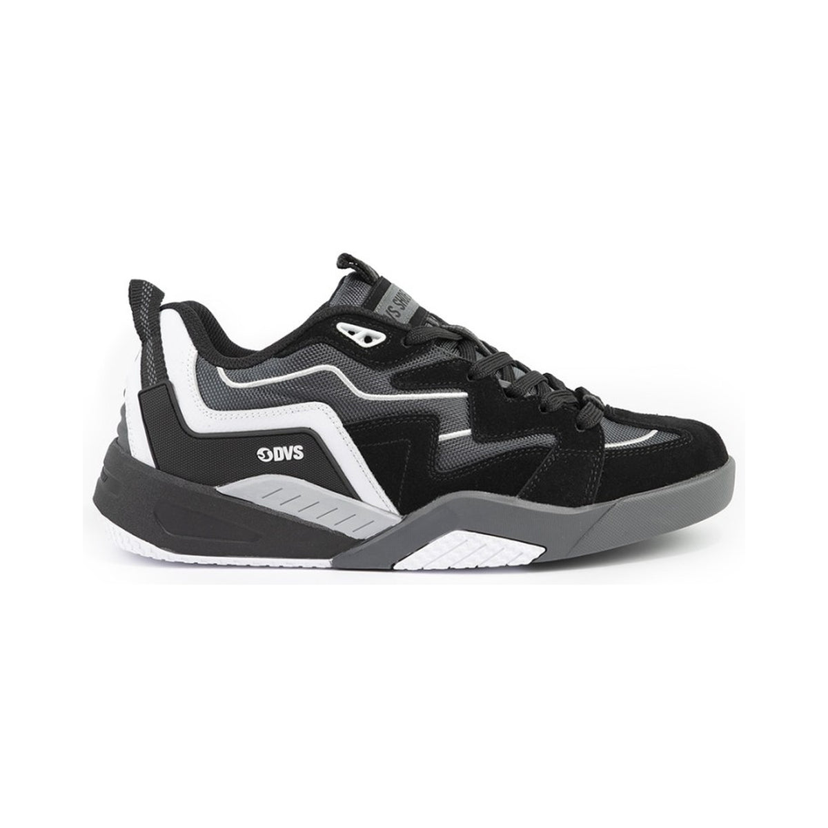 DVS DEVIOUS BLK CHR WHT SDE - Vista lateral, punta hacia la derecha
