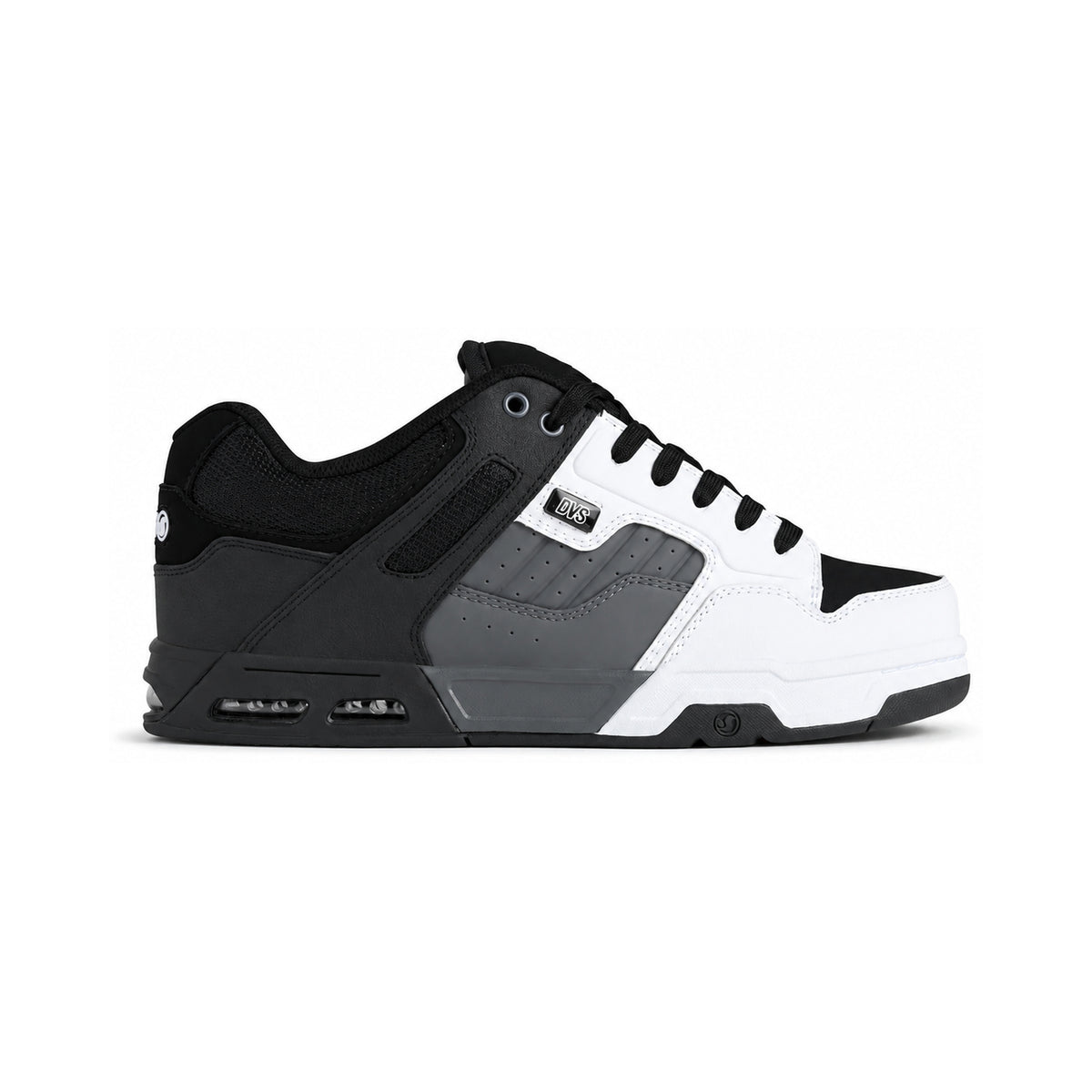 DVS ENDURO HEIR BLACK WHT - Vista lateral, punta hacia la derecha