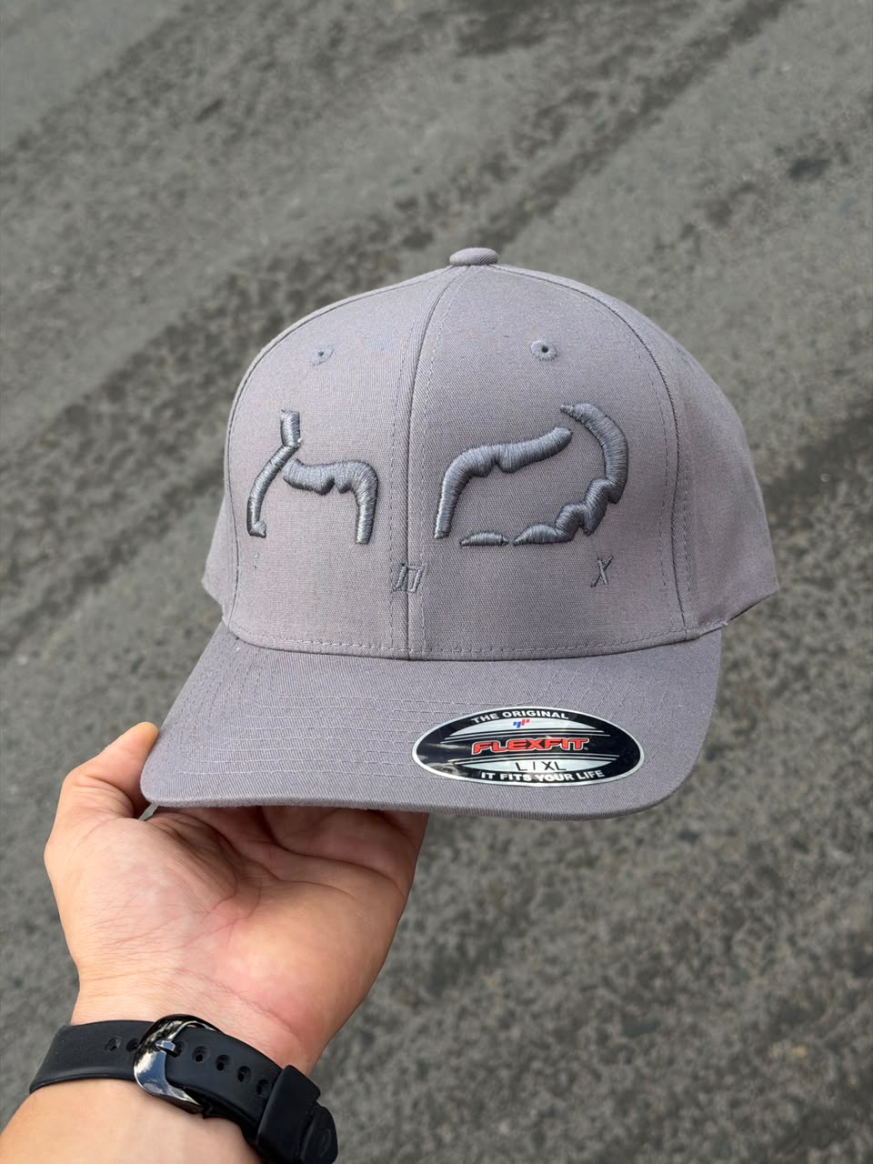 Gorra Fox — Gris — Logo doble